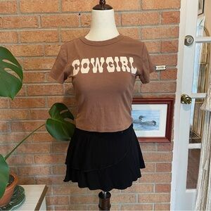 Brown Cowgirl Crop Top Size Small
